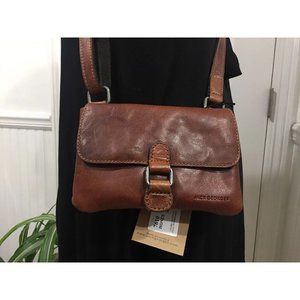 NWT Jack Georges Voyager Collection Small Brown Leather Crossbody Shoulder Bag